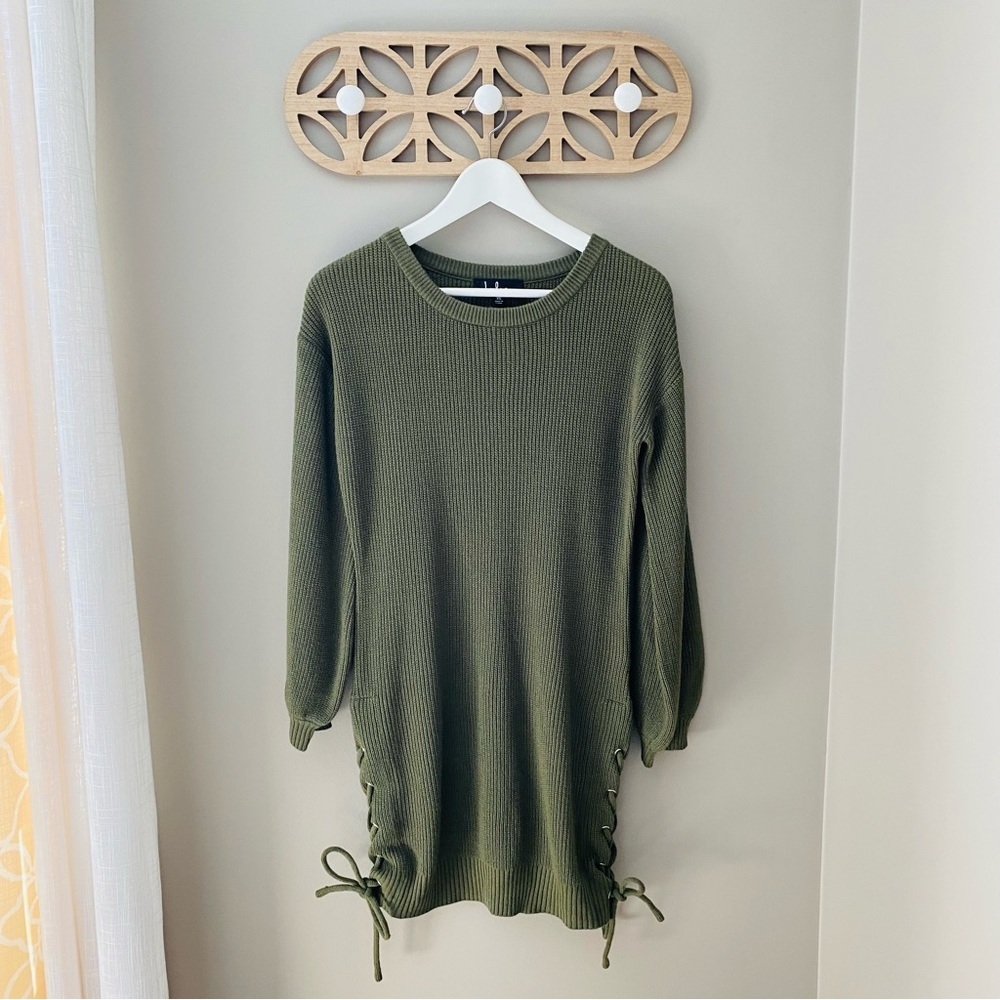 Lulu's Knit Sweater Dress Olive Green Sz XS